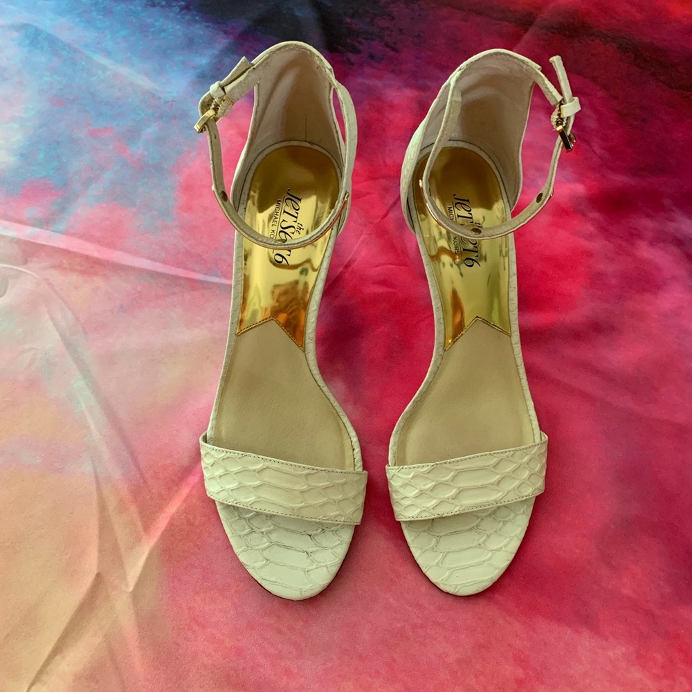 Michael Kors white embossed snakeskin leather